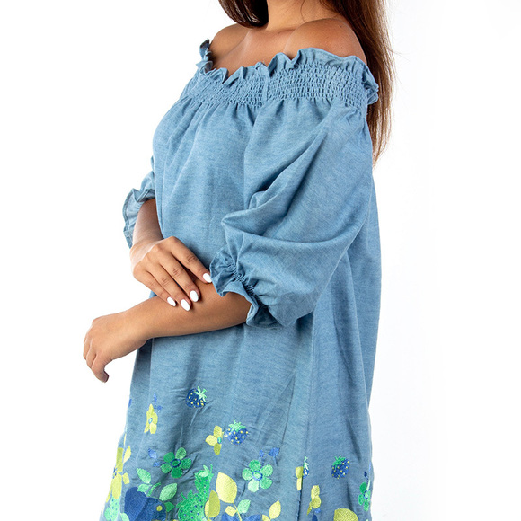 ELMAS PHIL SKY BLUE TUNIC DRESS | WOMENS SIZE M - Picture 5 of 5